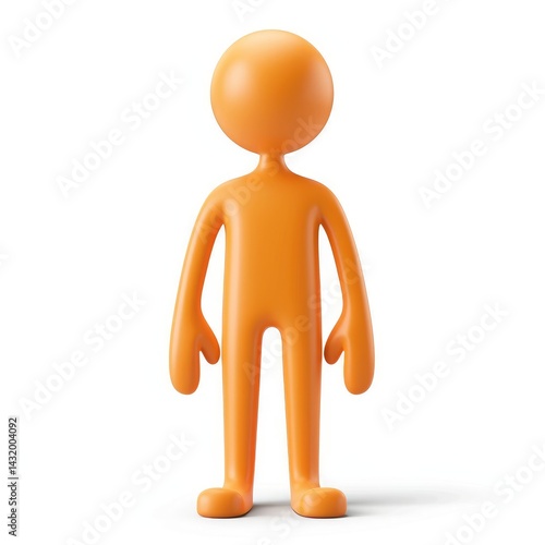 Obraz na płótnie Orange cartoon figure, standing straight, against a white background. w salonie