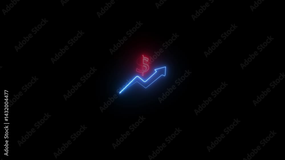 Dollar Is Rising. Loop Neon Lighted Arrow Pointing Up. Profit money or budget. Cash and rising graph arrow up, concept of business success. Capital earnings, benefit. Dollar Symbol Graph Rising Dollar Is Rising. Loop Neon Lighted Arrow Pointing Up. Profit money or budget. Cash and rising graph arrow up, concept of business success. Capital earnings, benefit. Dollar Symbol Graph Rising