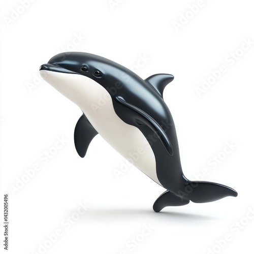 Wallpaper Mural Black and white dolphin leaping gracefully against a white background. Torontodigital.ca