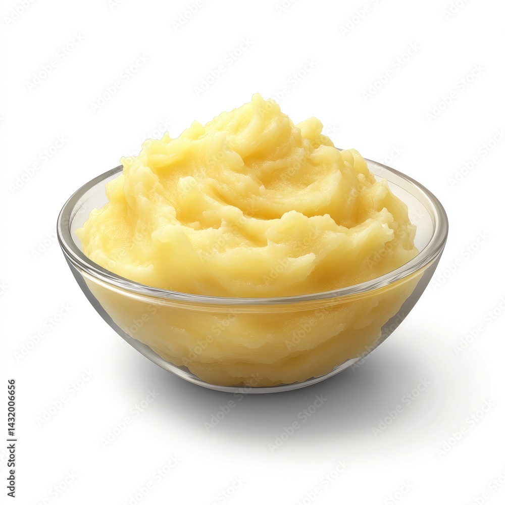Creamy mashed potatoes in a small glass bowl. Creamy mashed potatoes in a small glass bowl.