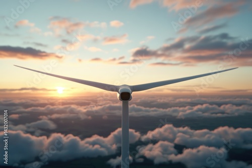 Wind turbine clean energy renewable power sustainable tech sunset sky