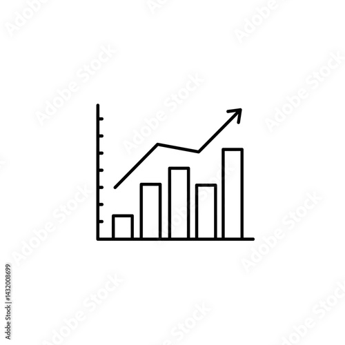 Simple Vector Illustration of Bar Chart Symbol for Business Metrics, Performance Tracking and Data Reports in Thin Line Modern Icon Format