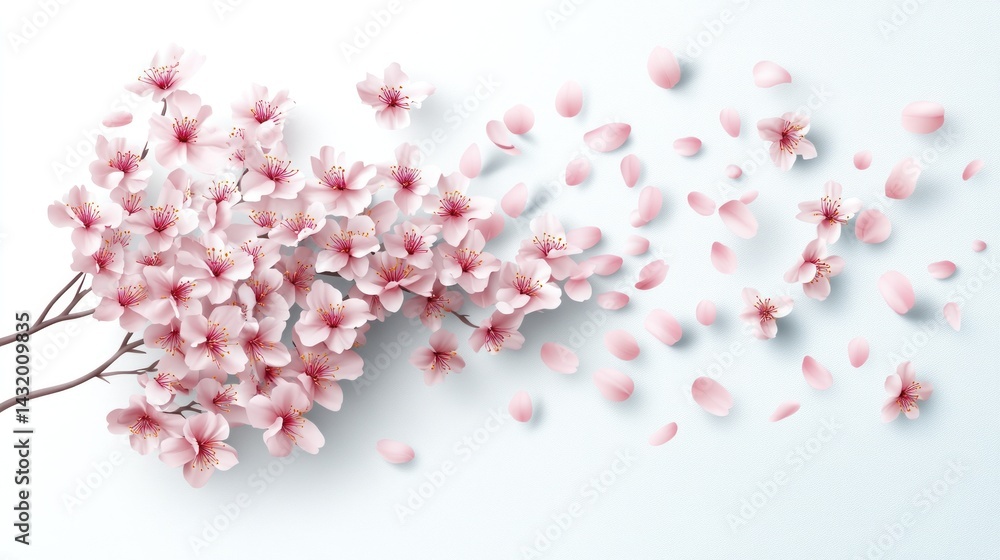 Obraz premium Delicate pink cherry blossoms gracefully flowing in the breeze.