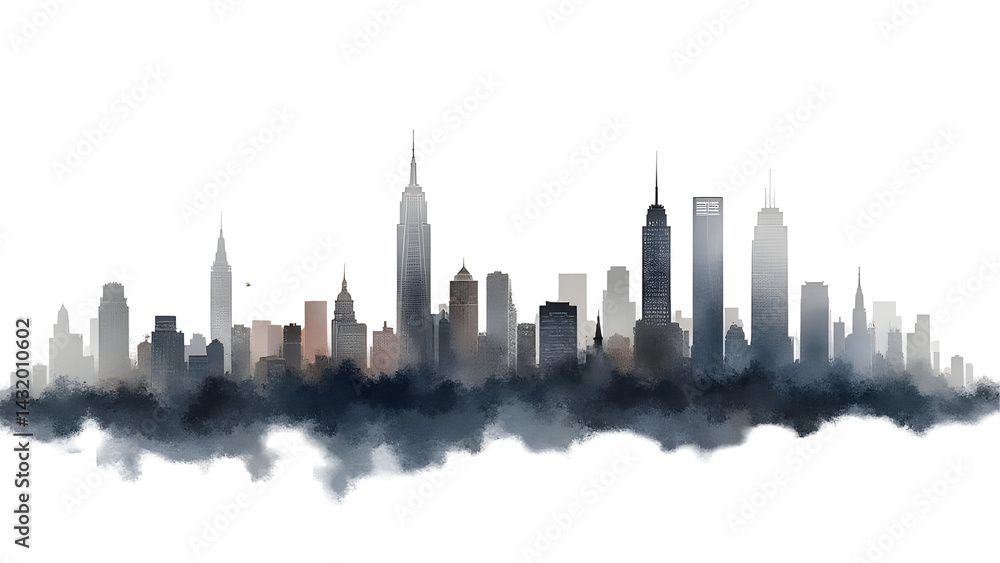 Fototapeta premium Modern city watercolor art