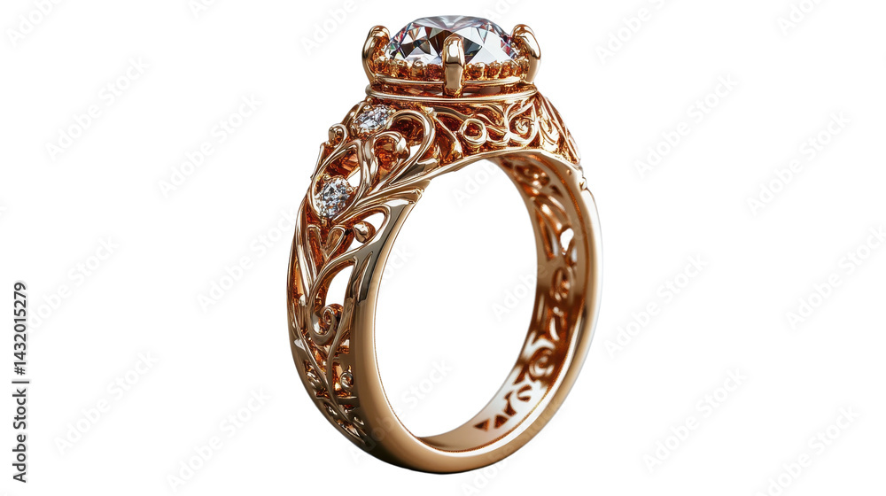 Ring gemstone jewelry gold isolated on white transparent background