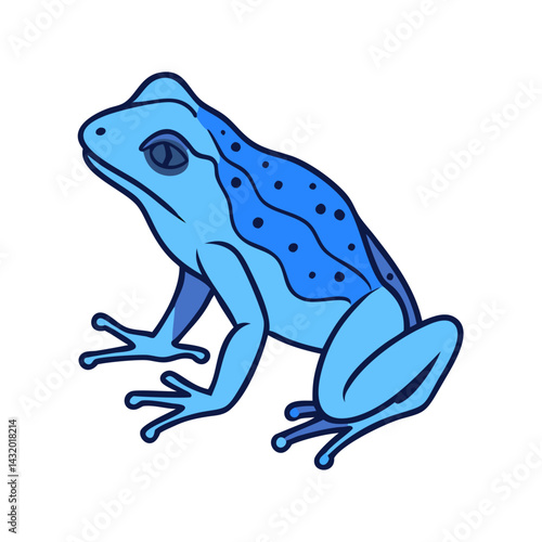 Illustration of a blue poison dart frog amphibian tropical animal wildlife rainforest vector art