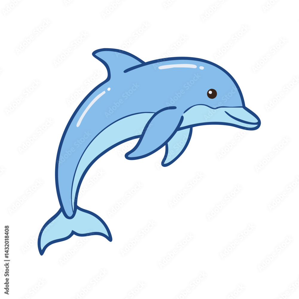 Fototapeta premium Illustration of blue dolphin mammal aquatic animal ocean sea life marine wildlife character design vector