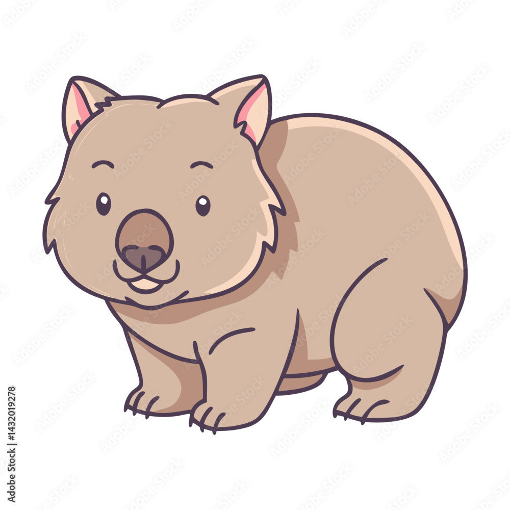 Illustration of a cute wombat animal, cartoon wombat vector, adorable wombat drawing, wombat art Illustration of a cute wombat animal, cartoon wombat vector, adorable wombat drawing, wombat art