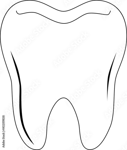 Vector tooth icon. Black and white image. Tooth outline illustration.