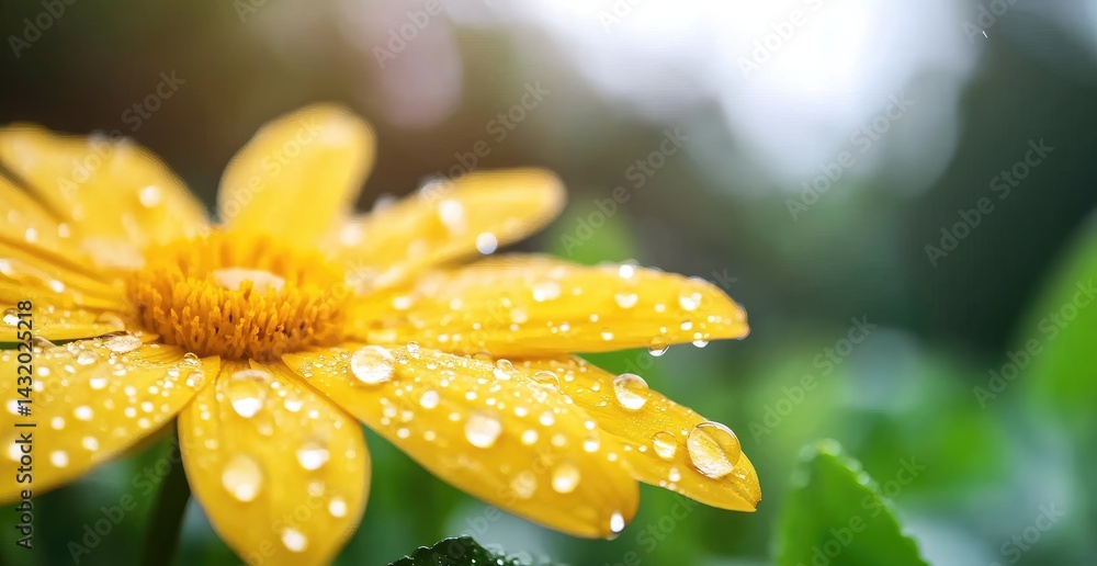 Yellow daisy macro water droplets freshness close up Yellow daisy macro water droplets freshness close up