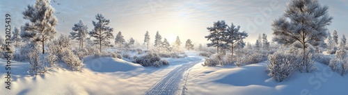 Wallpaper Mural A winter wonderland is formed by trees and mountains covered in snow Torontodigital.ca