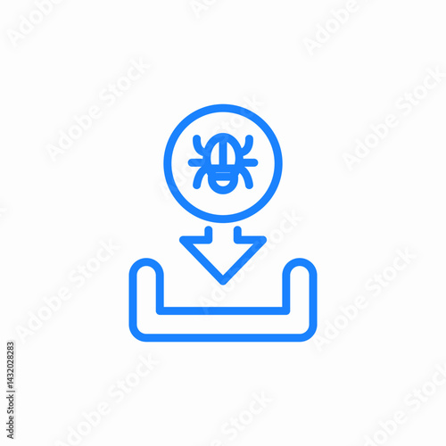 bug download tray icon sign vector