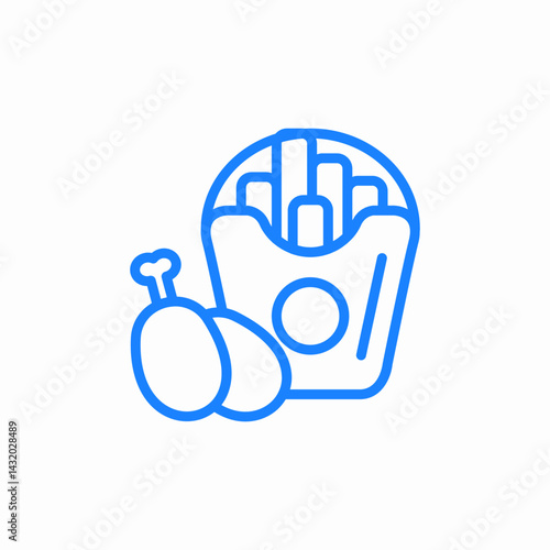 chicken french fries icon sign vector