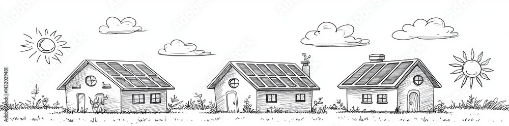 Fototapeta premium Solar panels and sustainable energy solutions are visually represented through a variety of imaginative designs