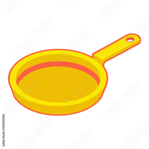 A vibrant yellow frying pan, with a splash of red, rests invitingly, hinting at culinary potential. vector illustration