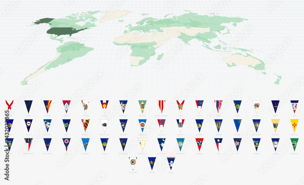 Complete Set of US State Flags in Vertical Triangle Format. Complete Set of US State Flags in Vertical Triangle Format.