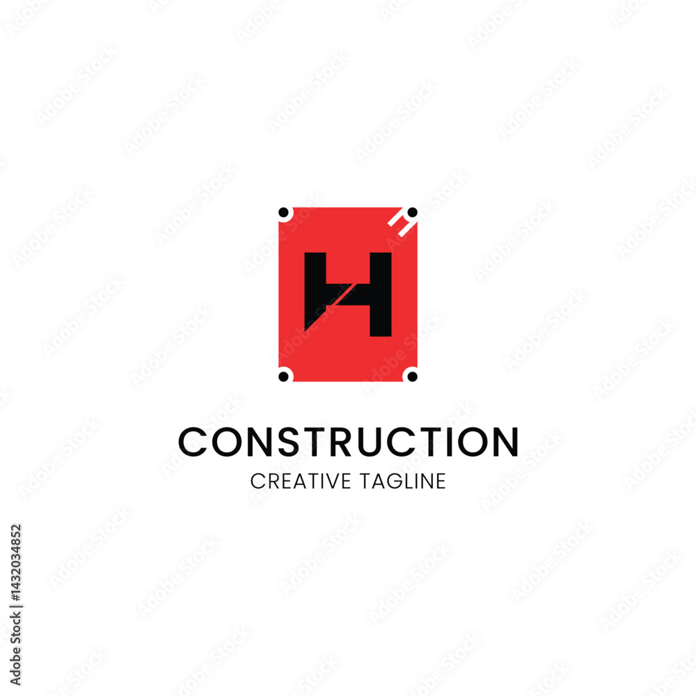 Obraz premium minimalist letter h logo design for construction company
