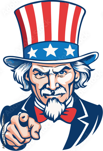 illustration of uncle sam head mascot icon wearing.eps
