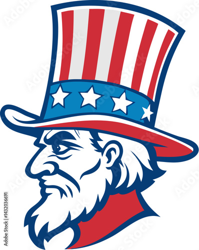 mascot icon illustration of head of uncle sam wear