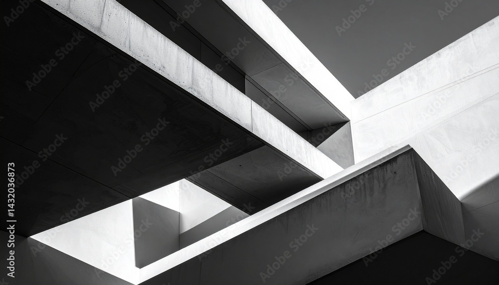 Fototapeta premium Modernist architectural geometric photo with extreme minimalist composition in black and white