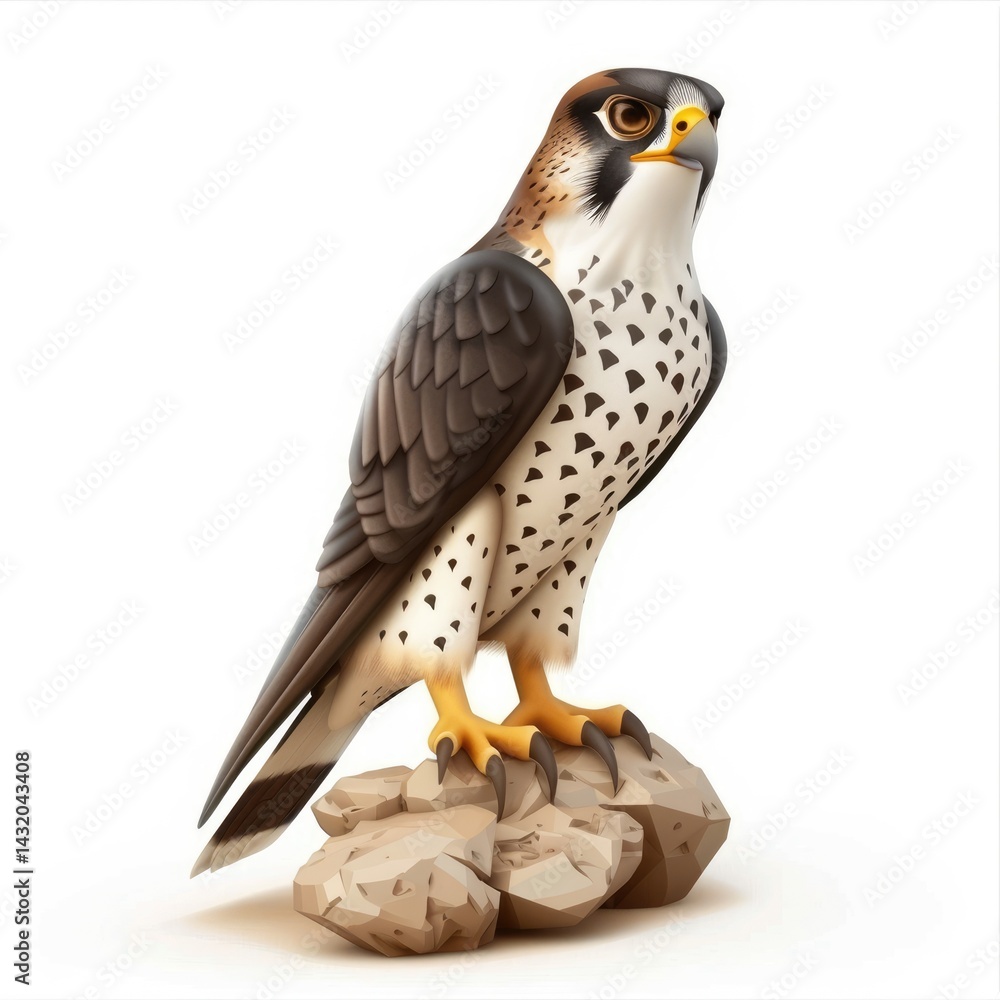 Detailed illustration of a peregrine falcon perched on a rock. Detailed illustration of a peregrine falcon perched on a rock.