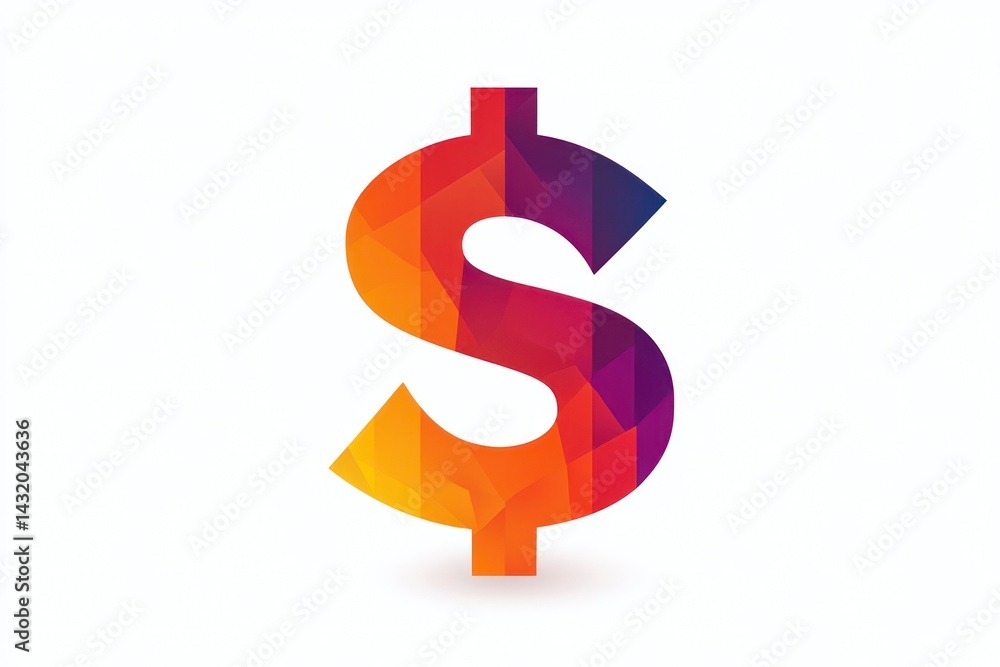 Vibrant Geometric Dollar Sign Symbolizing Wealth and Finance Vibrant Geometric Dollar Sign Symbolizing Wealth and Finance