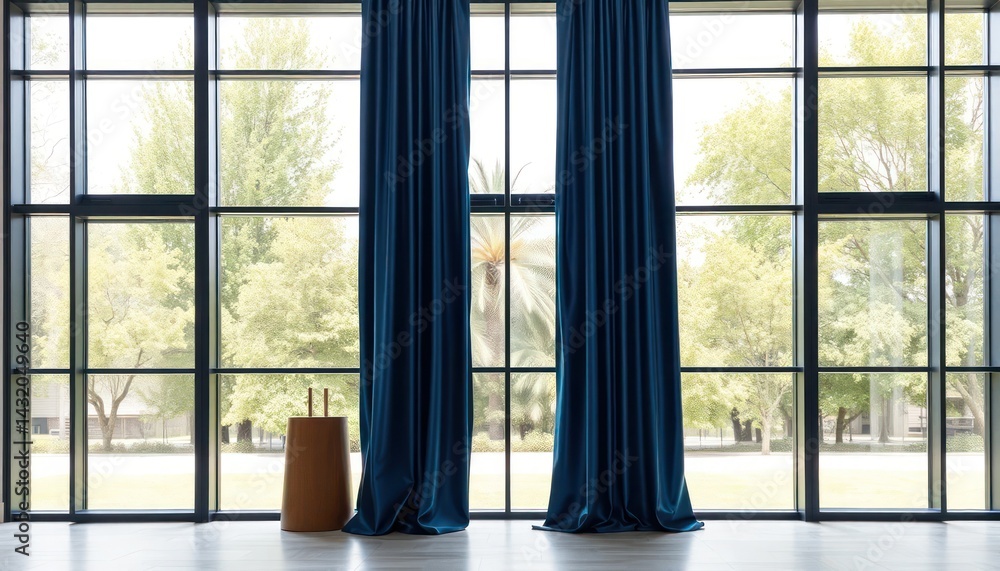 Fototapeta premium Modern space with large windows