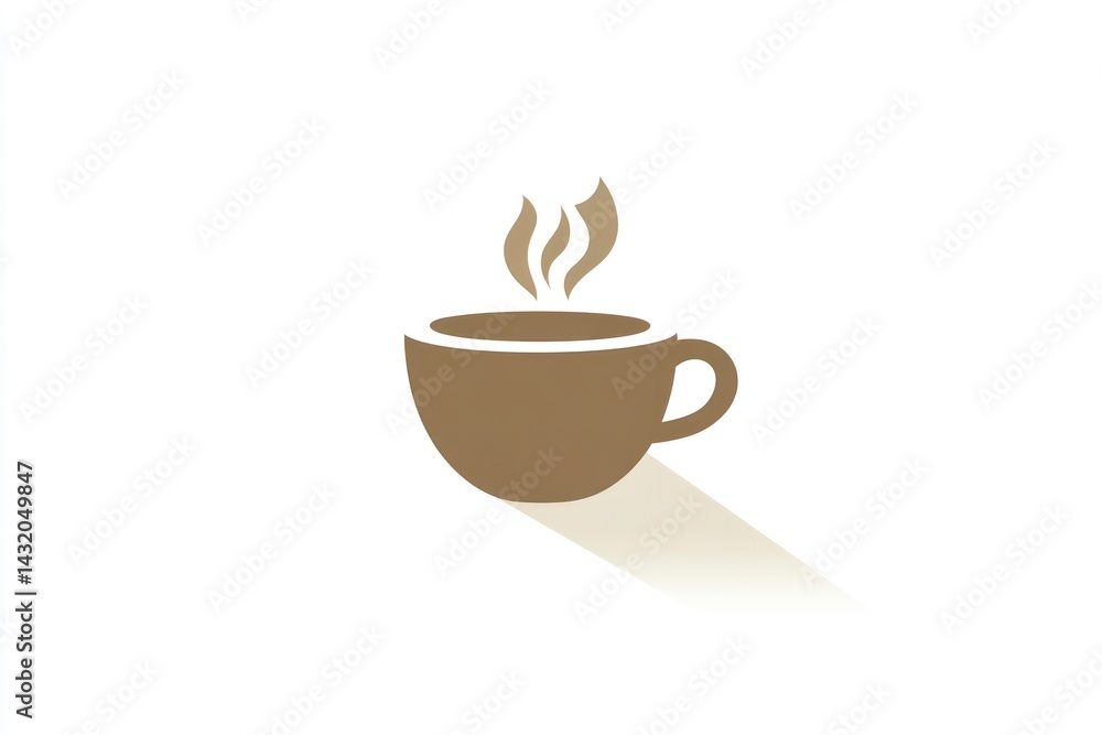 Obraz premium Steaming Coffee Cup Icon Minimalist Design for Culinary and Beverage Concepts