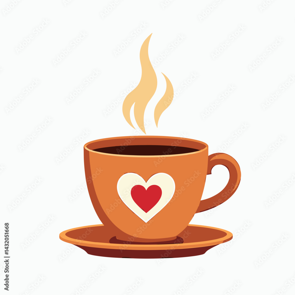coffee cup with heart emblem warm beverage illustration coffee cup with heart emblem warm beverage illustration