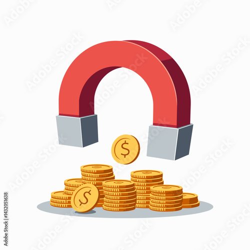 attractive gold anchor with coins falling  stock illustration