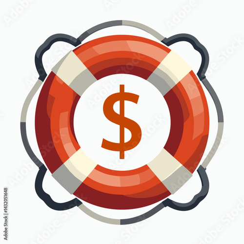 lifesaving donation icon with dollar sign  red and white life preserver
