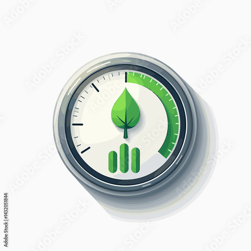 ecofriendly speedometer with green leaf icon