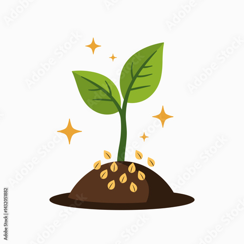 vibrant green plant growth with sprouting leaves and seeds