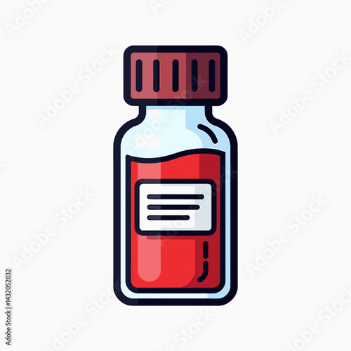 vibrant red blood test vial with white label
