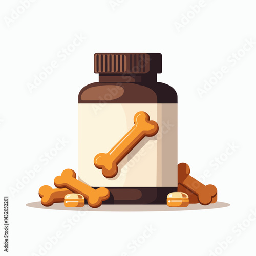 bone supplements illustration with bottle and cookies