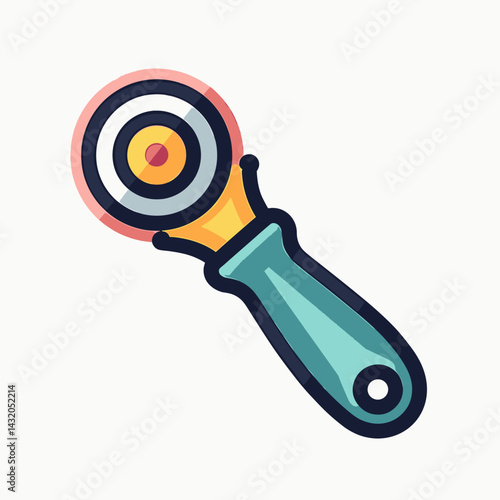 handheld tool with yellow grip and red button