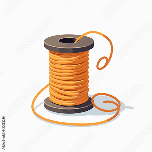 colorful thread spool with orange yarn