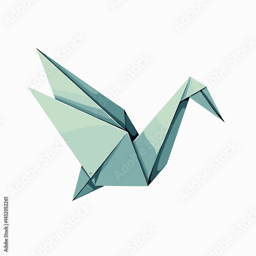 origami bird in blue and green tones