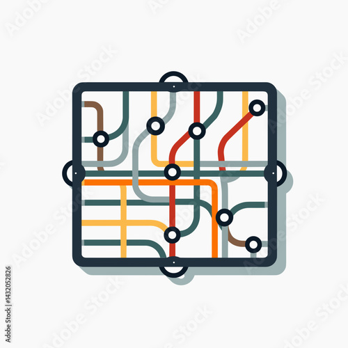 colorful subway map with multiple lines  urban transit icon