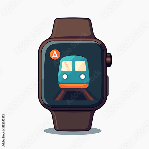 cartoon watch with train illustration