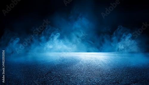 Wallpaper Mural dark background with blue smoke and mist on asphalt floor Torontodigital.ca