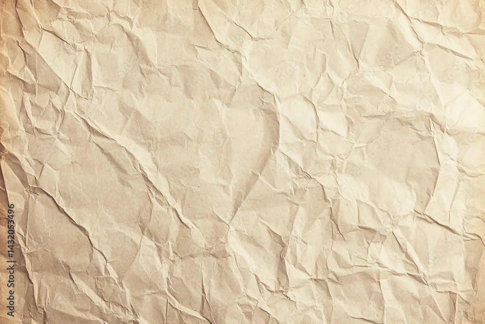 Fototapeta premium Crumpled Beige Paper Texture, Old Look Background, Aged , Surface