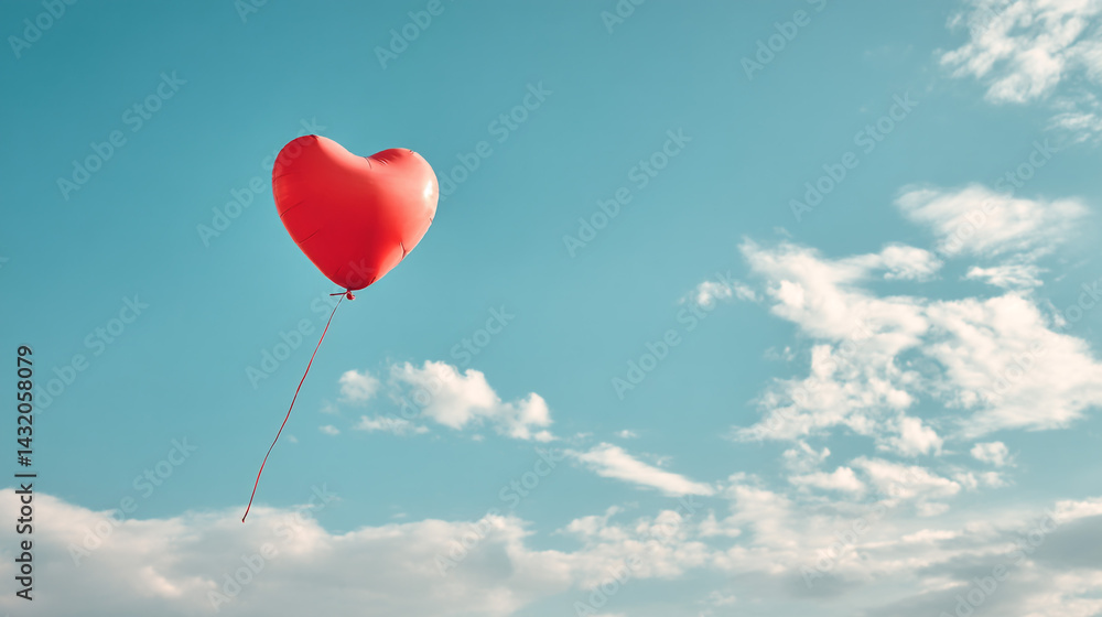 Heart-Shaped Balloon Floating in the Sky