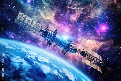 Fototapeta Naklejka Na Ścianę i Meble -  Space station orbiting Earth