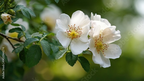 High resulation image of beautiful fresh musk rose. Rosa moschata flowers in early summer.
