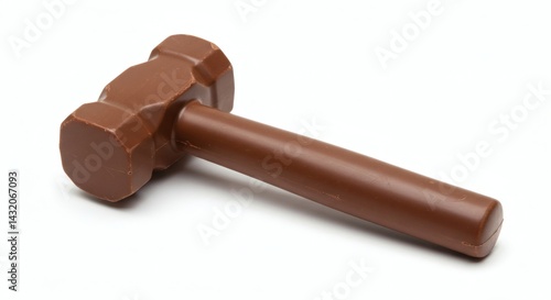 a hammer made of chocolate on white background