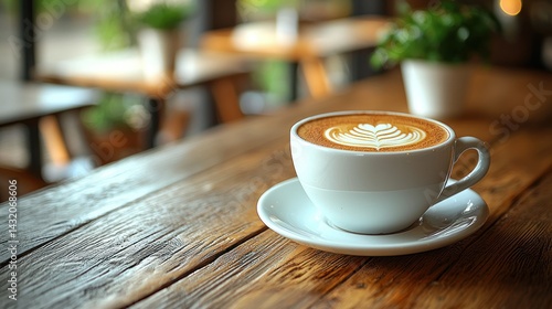 Wallpaper Mural Aromatic Latte Art on Rustic Wood Torontodigital.ca