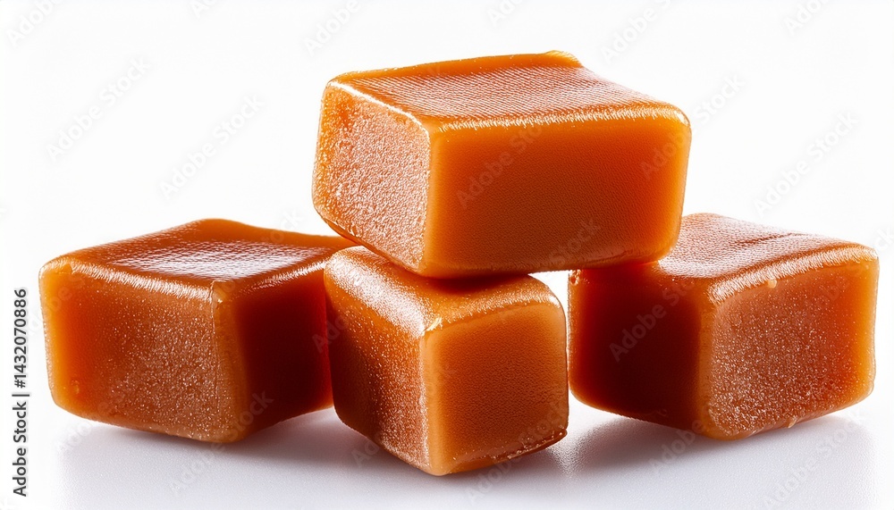 caramel cubes isolated on transparent background caramel cubes isolated on transparent background