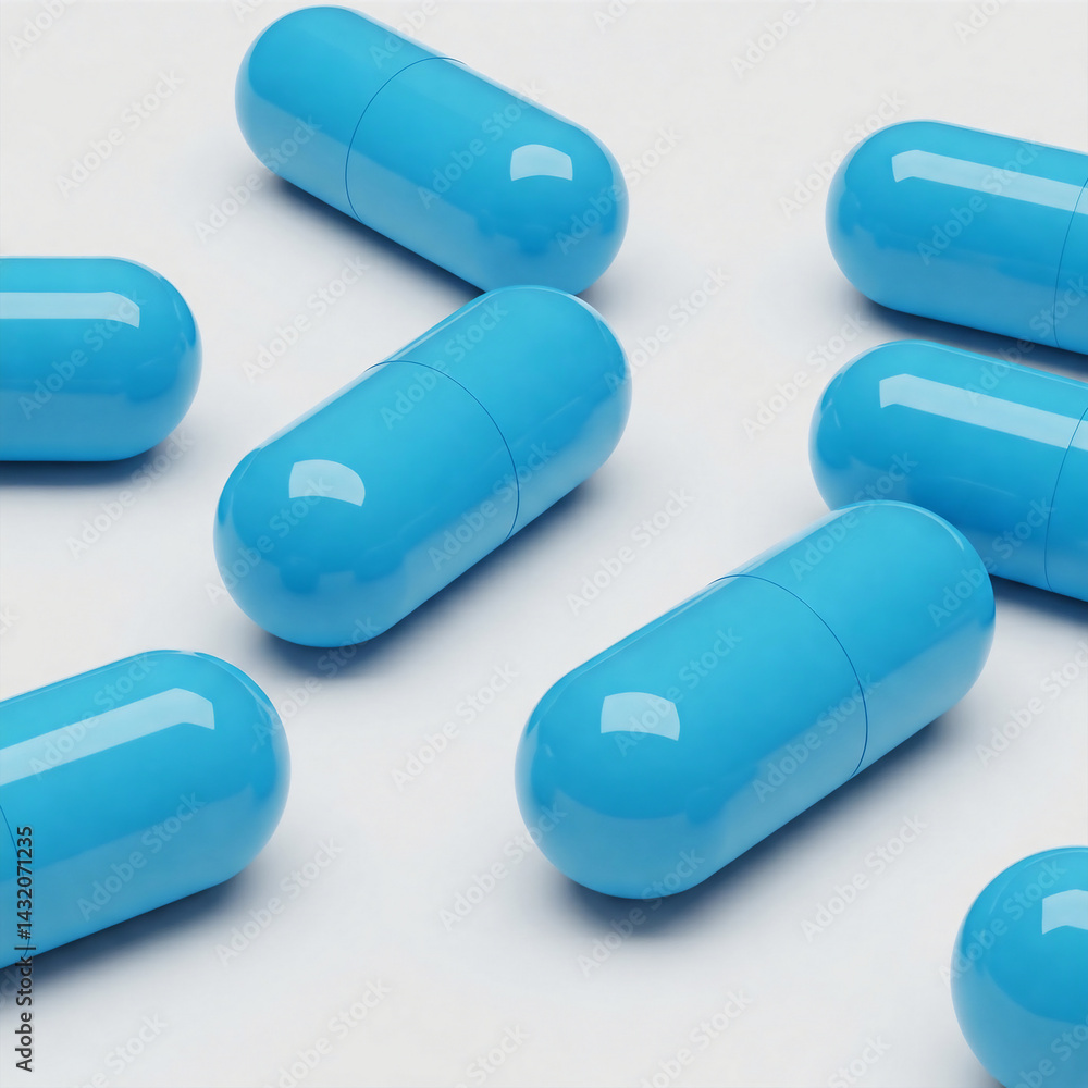 Close up of the blue pills isolated on white background Close up of the blue pills isolated on white background