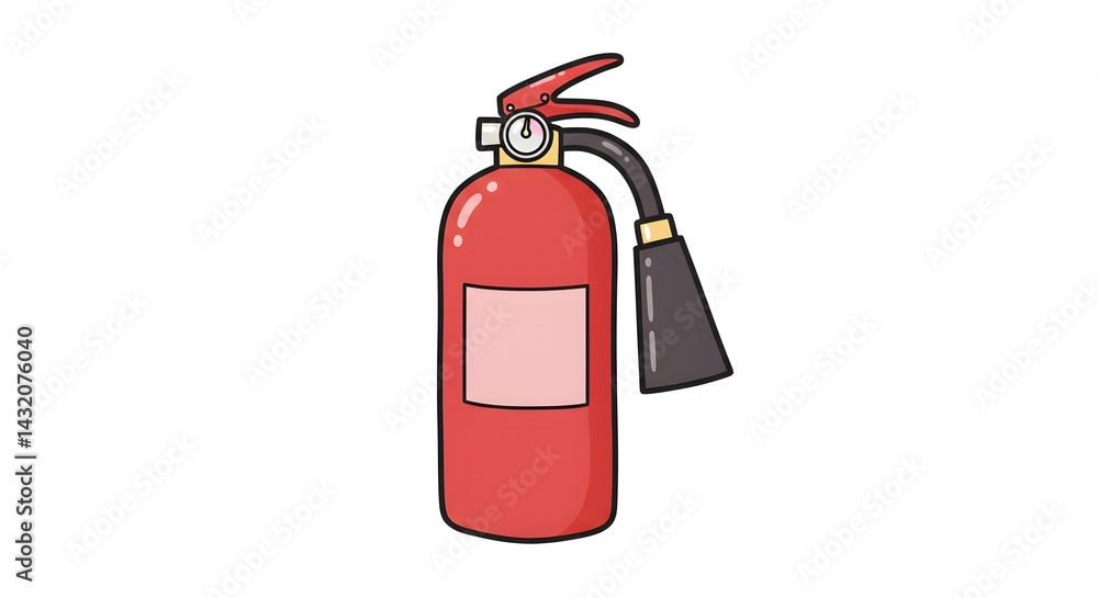 Obraz premium Cartoon Fire Extinguisher Illustration on White Background